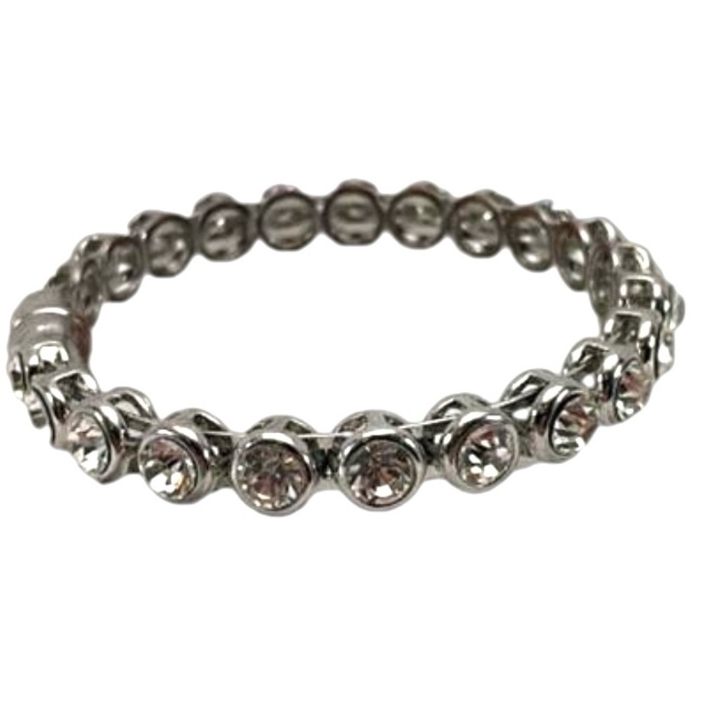 Large White Ice Crystal Silver Tone Bracelet